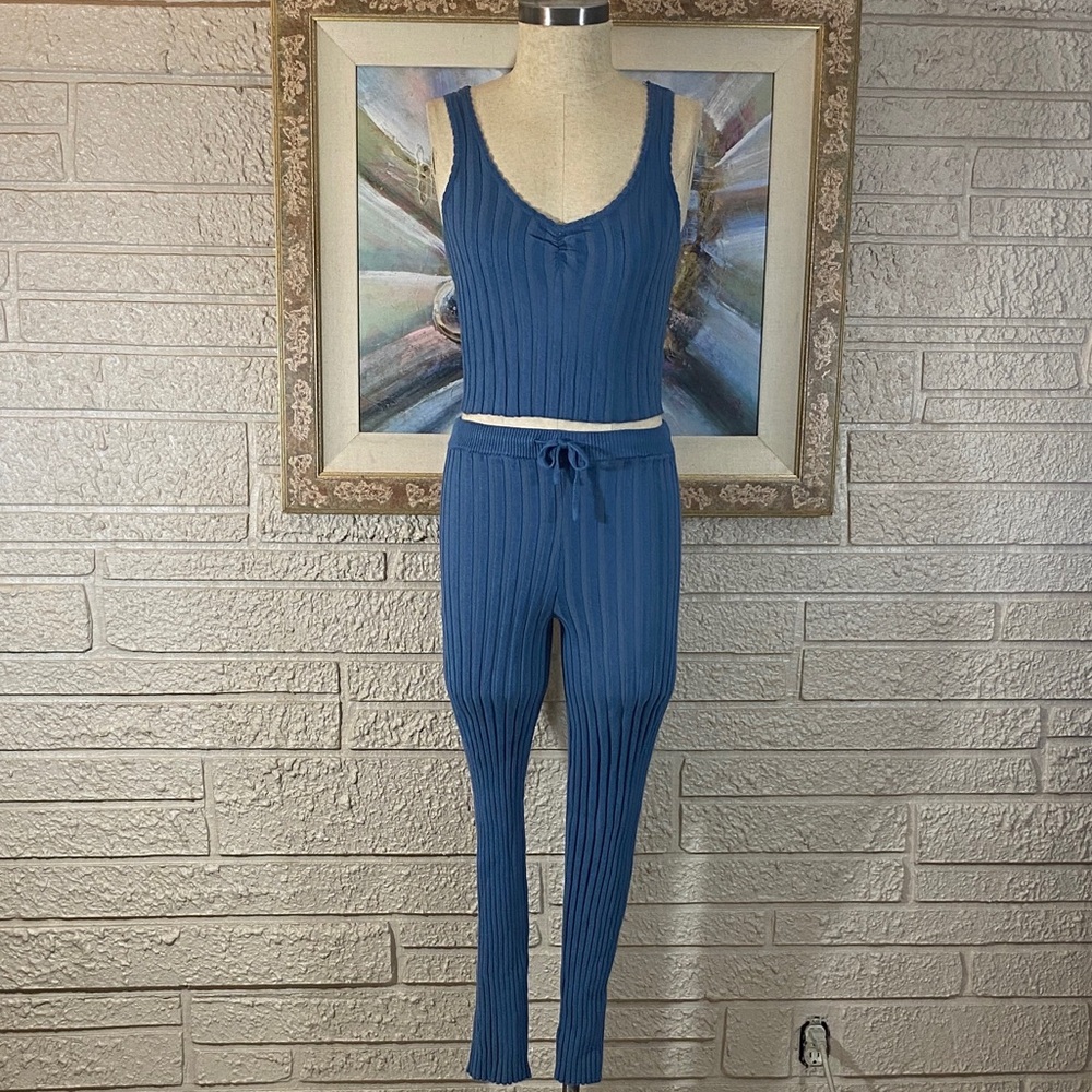 Pink Rose 2pc Ribbed Knit Tank & Pants Set